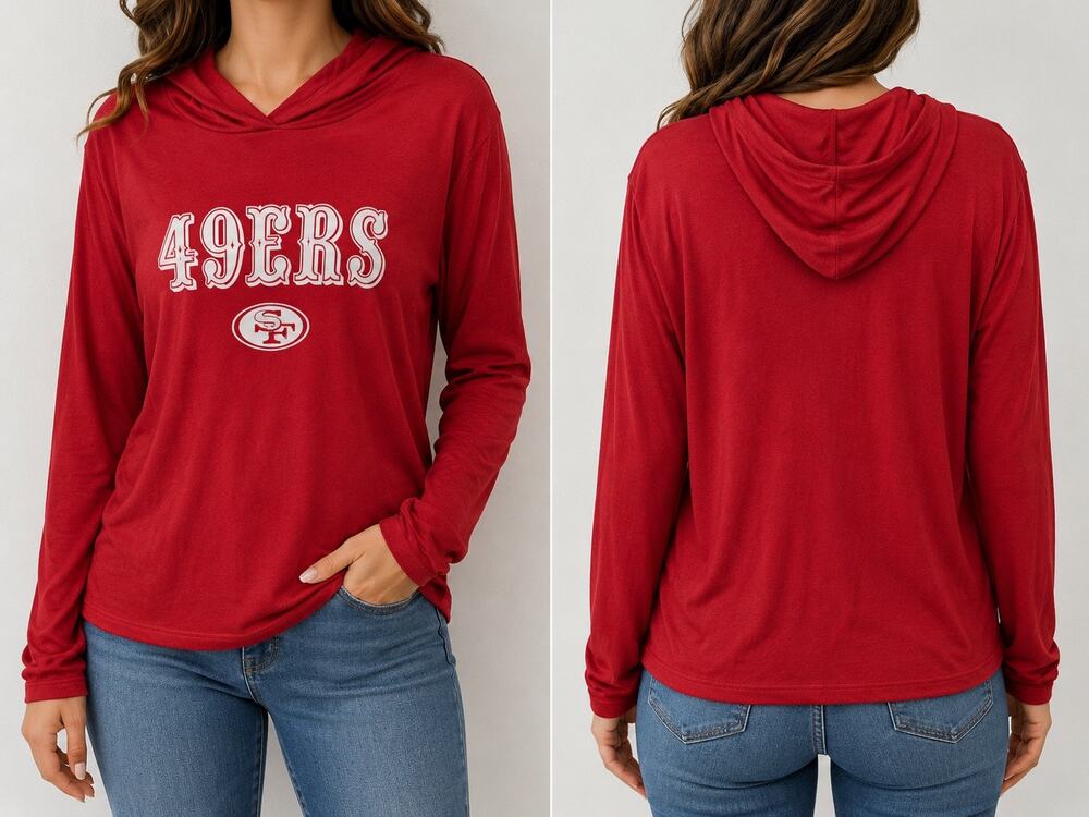 NFL Team Apparel San Francisco 49ers XXL 2XL Red T-Shirt Pullover Hoodie i.degy